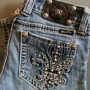 MISS ME Blue Denim Boot Cut JP50-10B Fleur De Lis